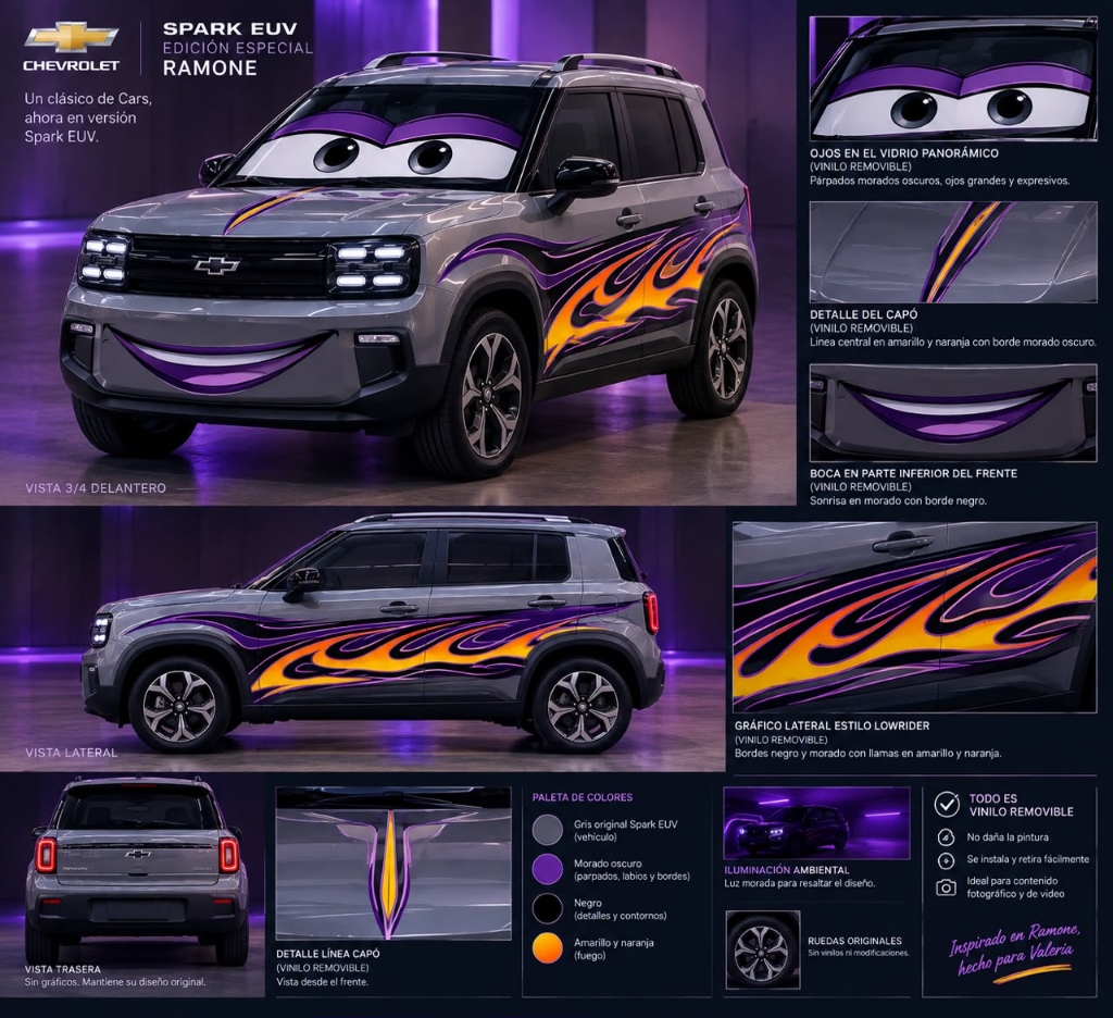 Edición Temática Cars Ramone · Livery & Sunshade Frontal · Chevrolet Spark 2